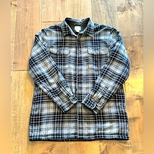 LL Bean Men’s Flannel Fleece Gray and Black Size LT